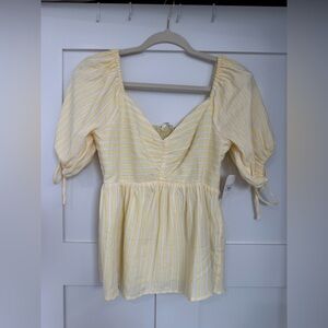 Altar'd State Yellow and White Striped Blouse